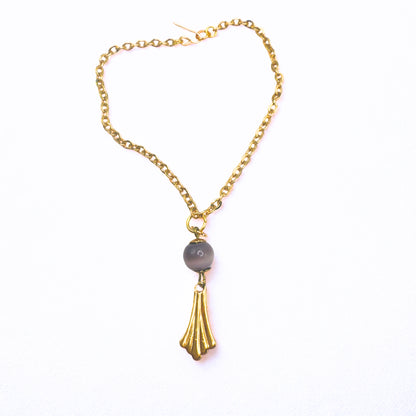 Mauve Purple Gold Fan Filigree Pendant Doll Necklace • 18 Inch Fashion Doll Jewelry