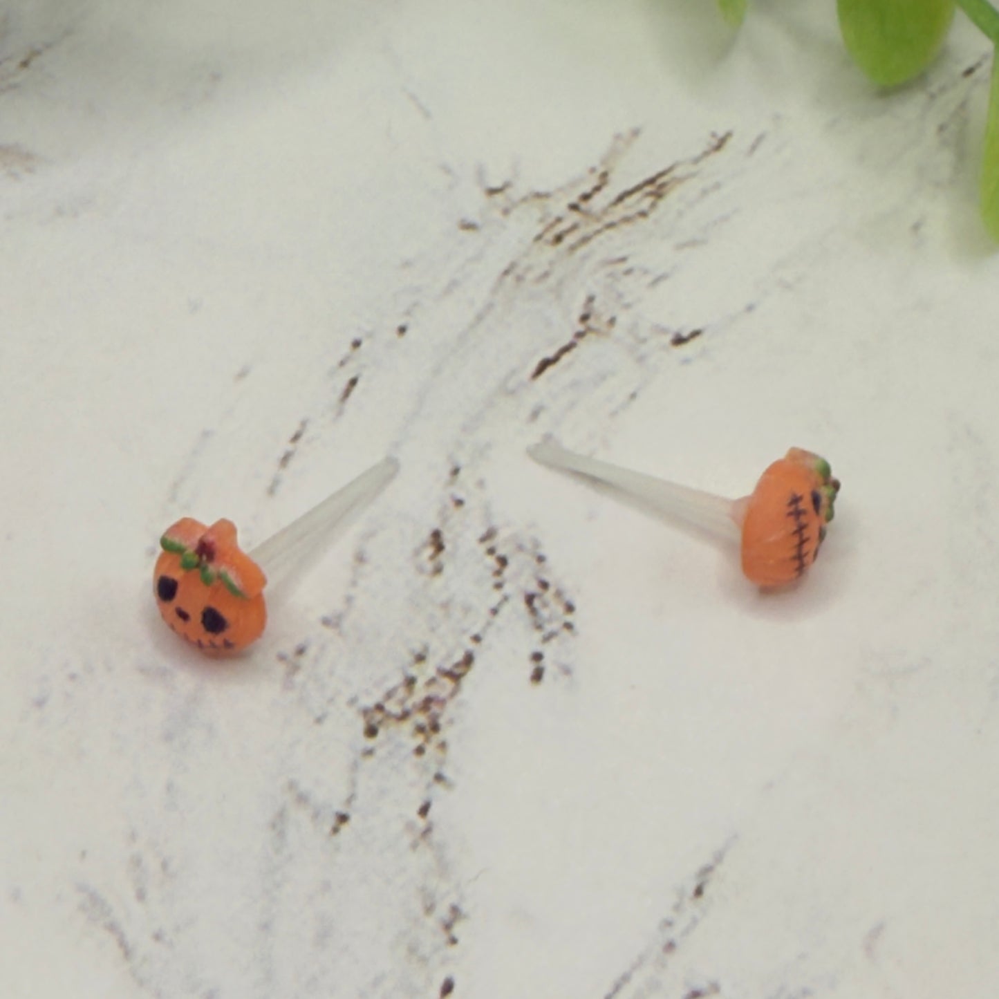 Pumpkin Halloween Silicone Plastic Post Doll Earrings • 18 Inch Fashion Doll Jewelry