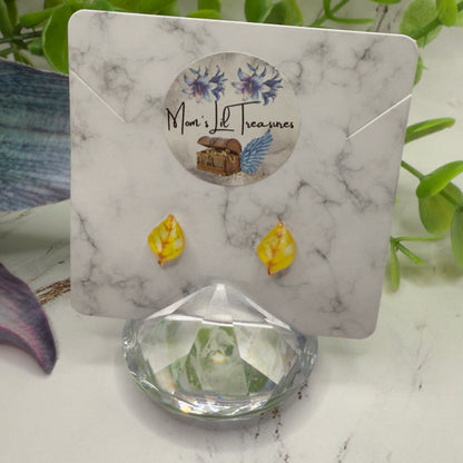 Yellow Golden Autumn Fall Leaf Post Doll Earrings •2mm Post • 18 Inch Fashion Doll