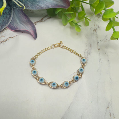 Blue Evil Eye Good Luck Gold Link Doll Necklace • 18 Inch Fashion Doll Jewelry