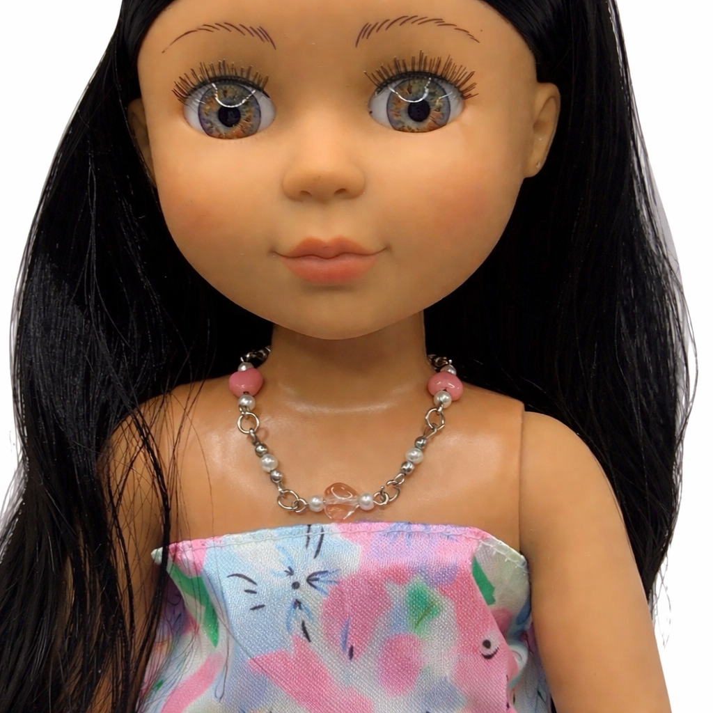 Pink Heart Pearl Doll Necklace • for 14 inch Fashion Doll
