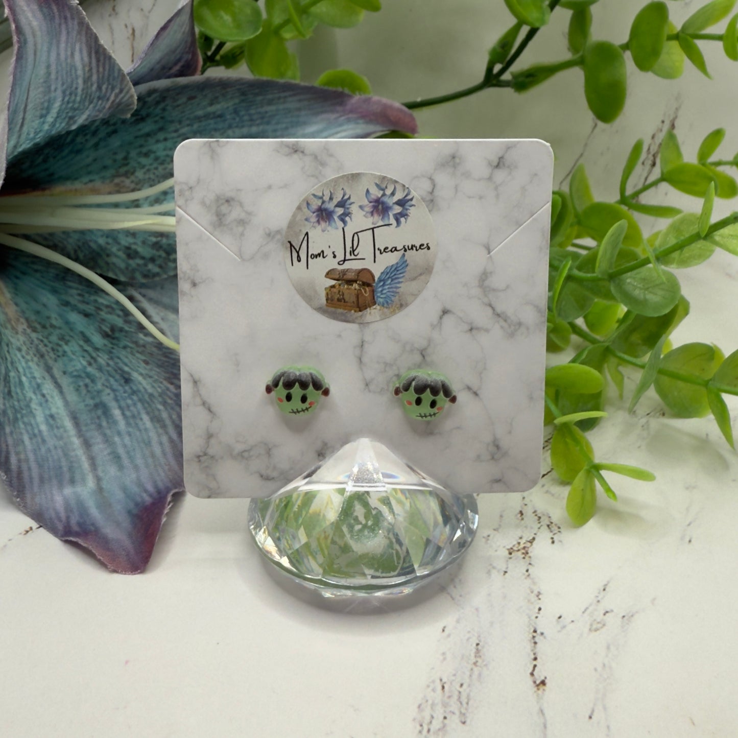 Frankenstein Monster Halloween Stud Doll Earrings • 18 Inch Fashion Doll Jewelry