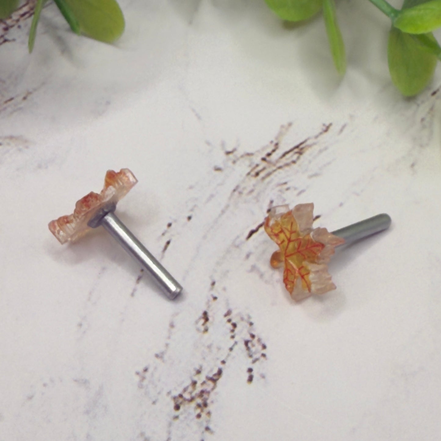 Autumn Maple Fall Leaf Post Doll Earrings •2mm Post fit 18 Inch Fashion Doll