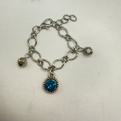 Round Turquoise Rhinestone Pendant Silver Link Doll Necklace Earrings Bracelet Set • 18 Inch Fashion Doll Jewelry