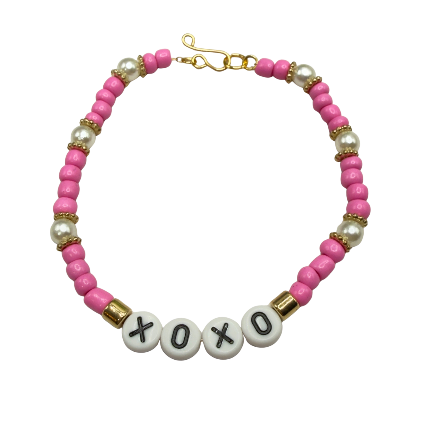 Pink & Pearl Beaded XOXO Doll Necklace Valentine’s Day • 18 Inch Fashion Doll Jewelry