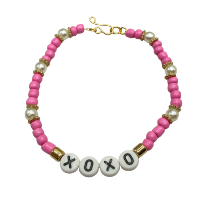 Pink & Pearl Beaded XOXO Doll Necklace Valentine’s Day • 18 Inch Fashion Doll Jewelry