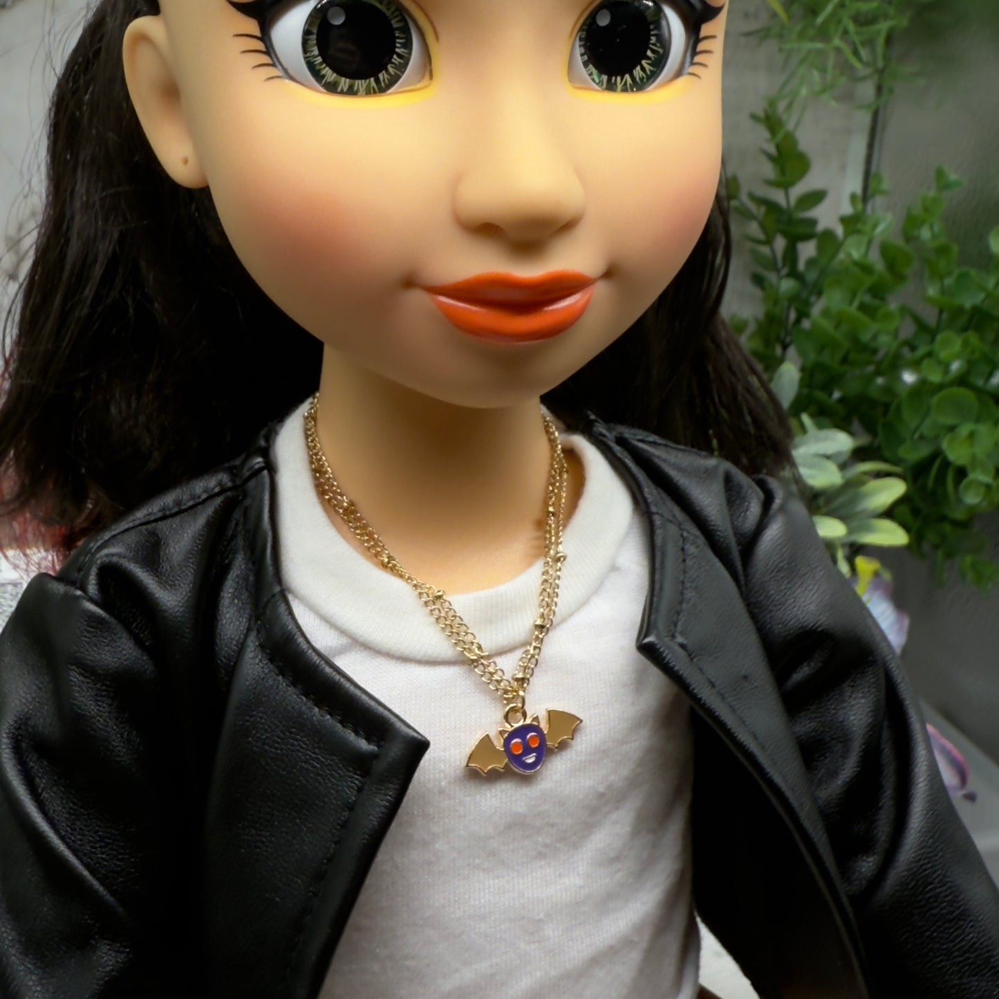 Cartoon Bat Pendant Double Gold Chain Doll Necklace Halloween 
• 18 Inch Fashion Doll Jewelry