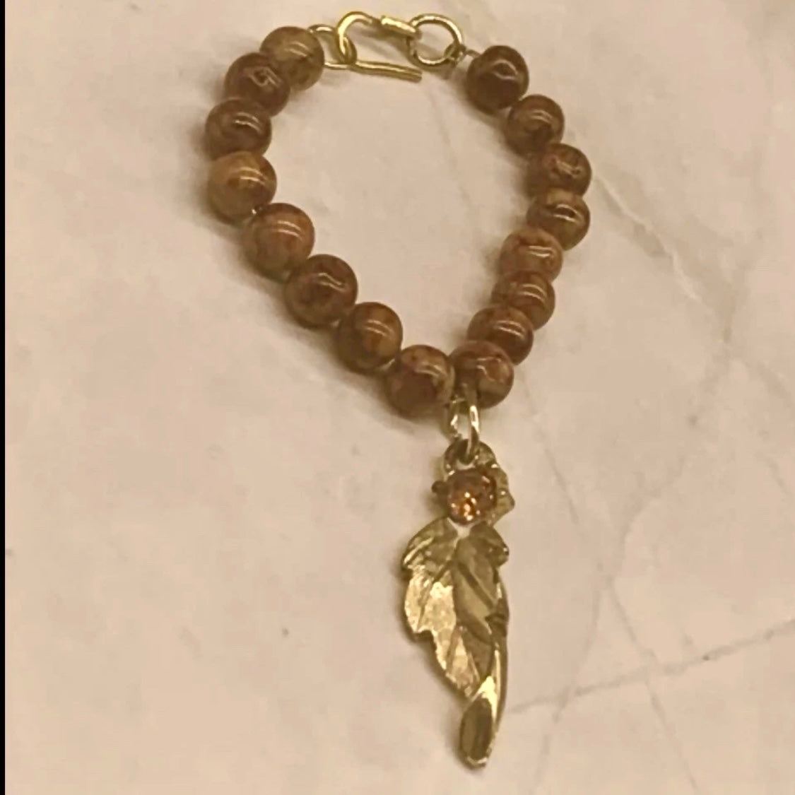 Brown Beaded Gold Feather Doll Necklace • 16” Fashion Doll Jewelry