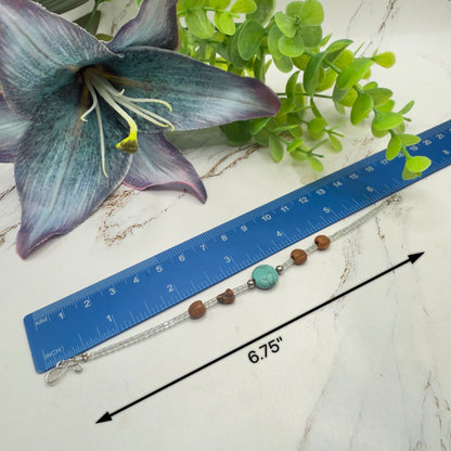 Turquoise Blue Brown Clear Beaded Western Look Doll Necklace • 18 Inch Fashion Doll Jewelry