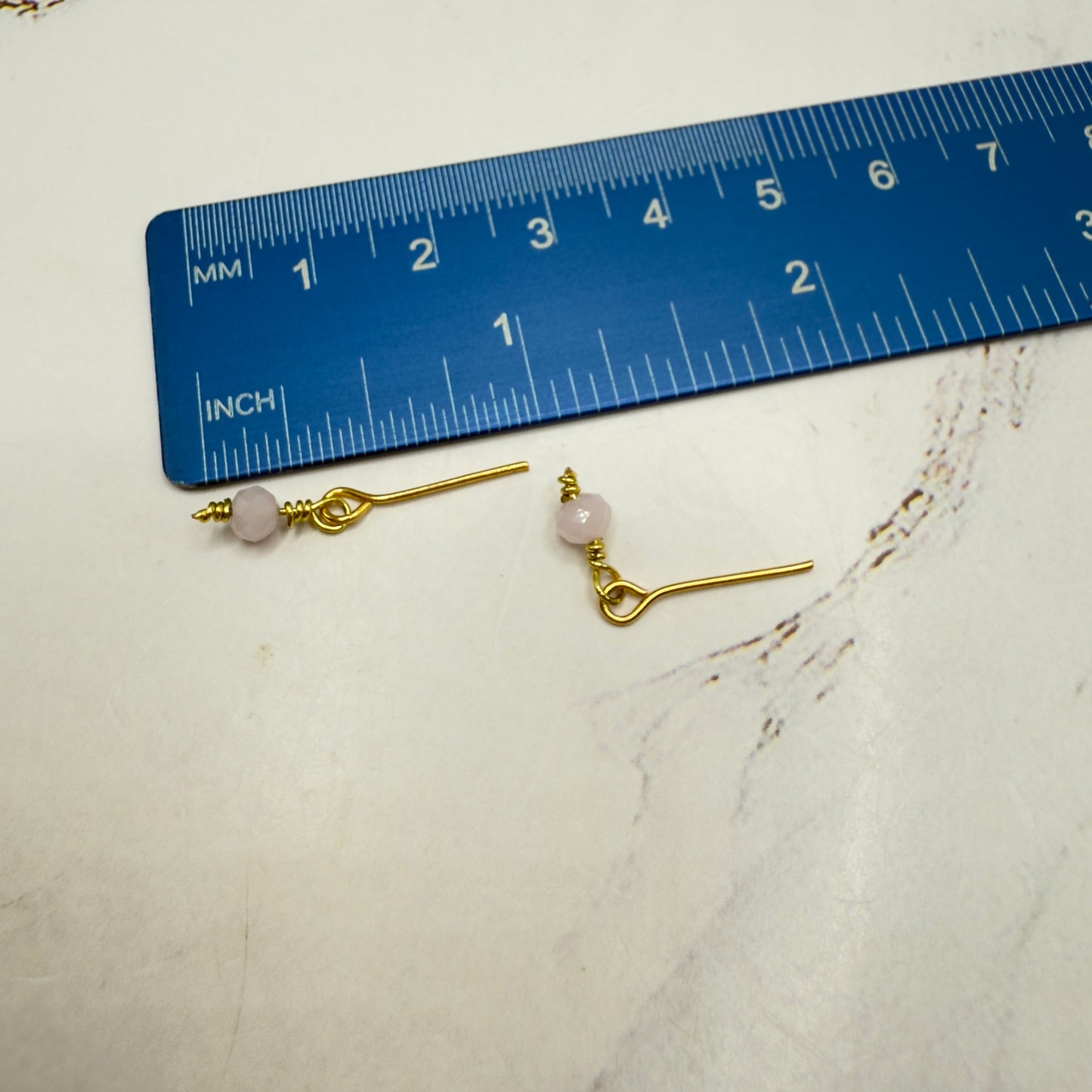 Light Pink Glass Beaded Gold Doll Necklace & Earrings • 16 Inch Fashion Doll Jewelry