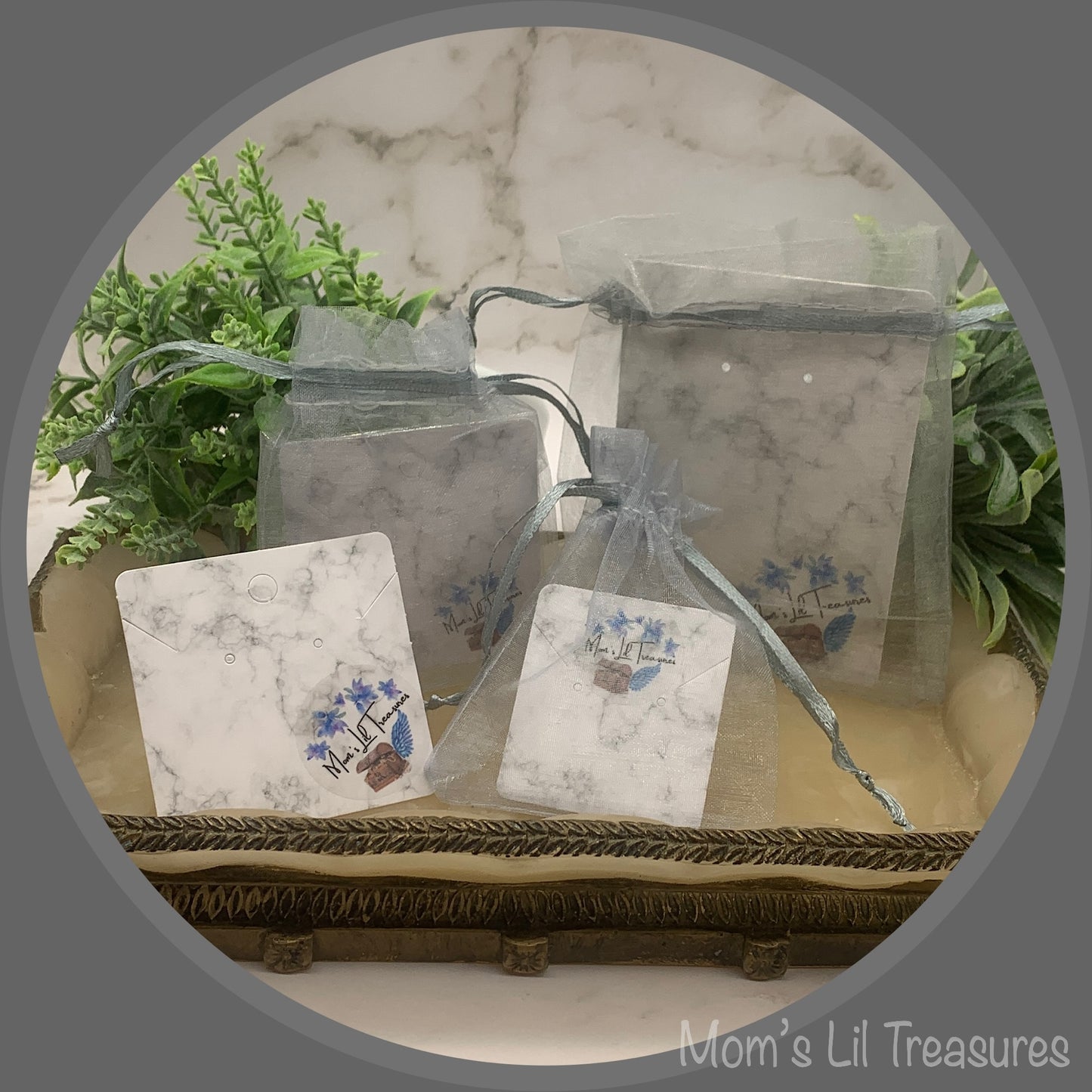 Blue Perfume Bottle Set With Doily Lined Vanity Tray • Dollhouse Miniatures