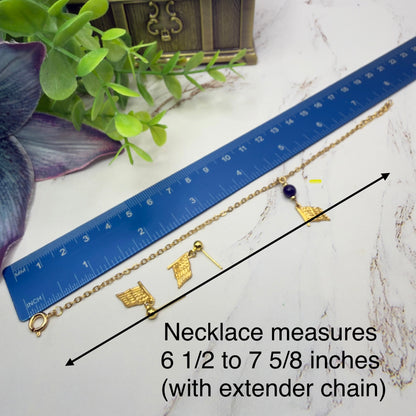 Blue Bead Gold Flag Dangle Doll Necklace & Earrings Set for 18 Inch Fashion Doll