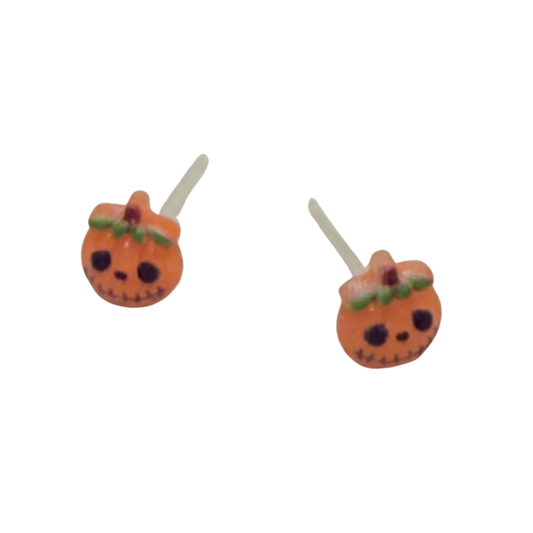 Pumpkin Halloween Silicone Plastic Post Doll Earrings • 18 Inch Fashion Doll Jewelry