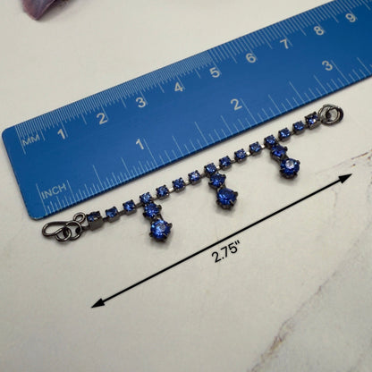 Blue Rhinestone Drop Black Metal Doll Necklace • 16 Inch Fashion Doll Jewelry