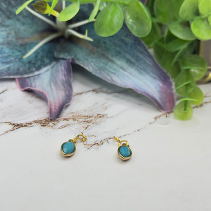 Turquoise & Gold Doll Earring Charms - DANGLE ONLY • 18 Inch Fashion Doll Jewelry