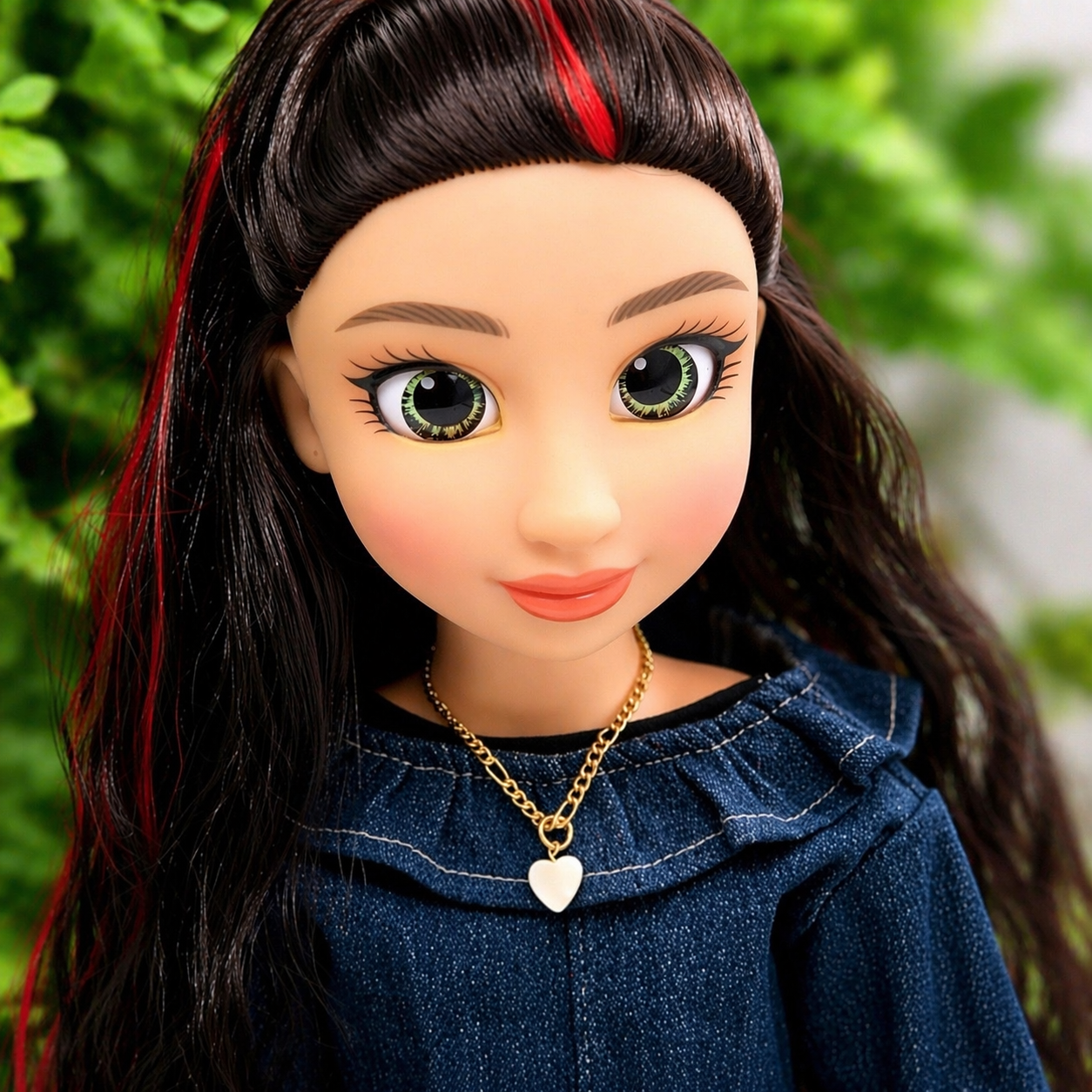 Heart Mother of Pearl Charm Gold Chain Doll Necklace for 18 Inch Doll Jewelry