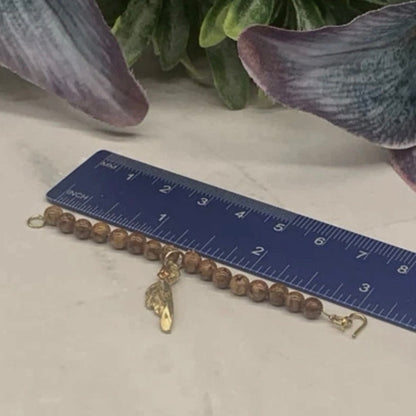 Brown Beaded Gold Feather Doll Necklace • 16” Fashion Doll Jewelry