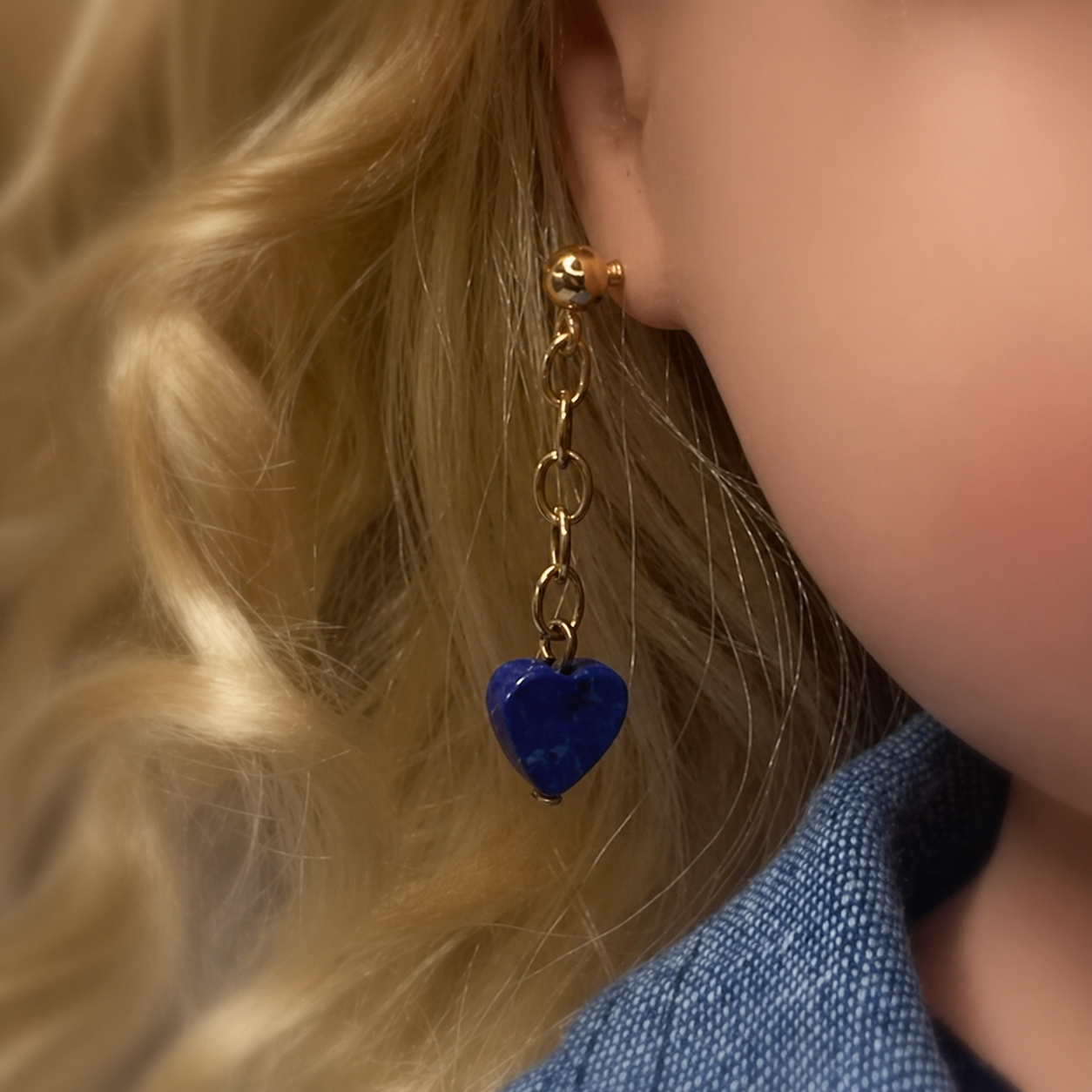 Blue Heart Dangle Doll Earrings • 18 Inch Fashion Doll Jewelry