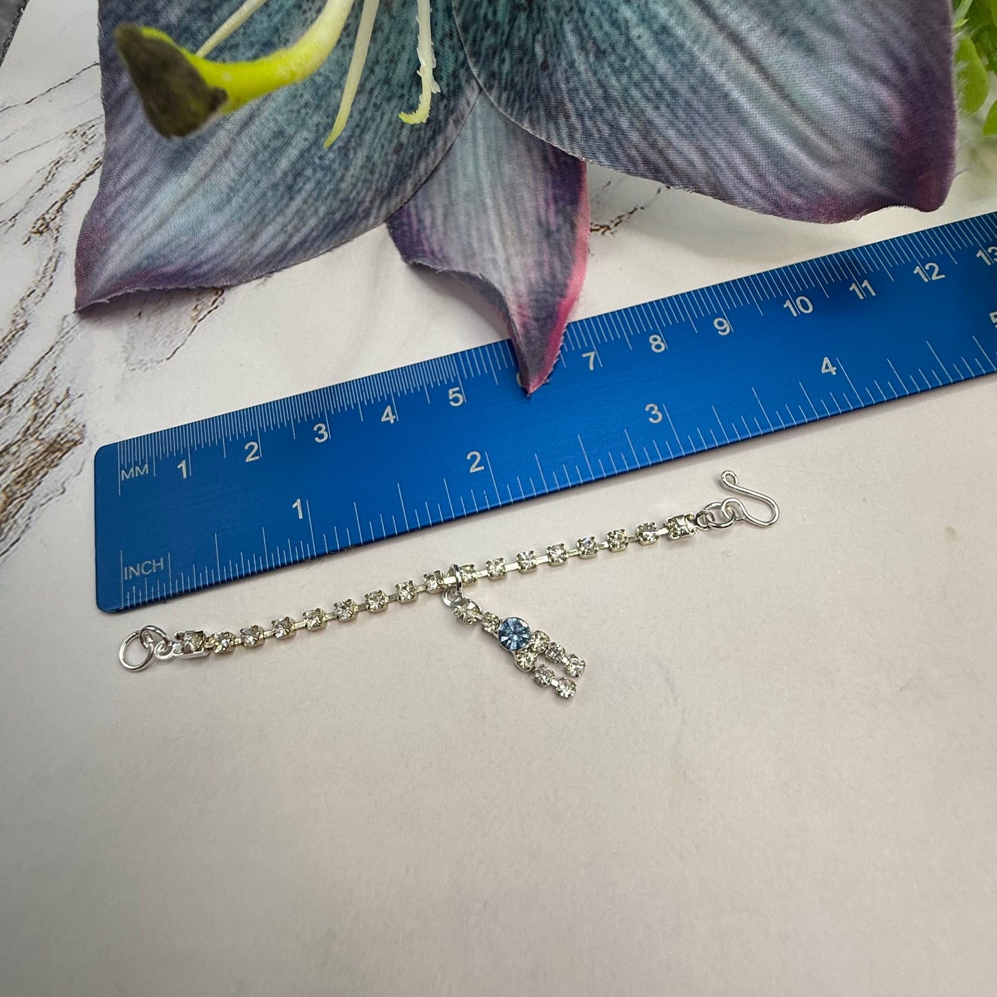 Clear & Blue Rhinestone Y-Drop Doll Necklace • 16 Inch Fashion Doll Jewelry