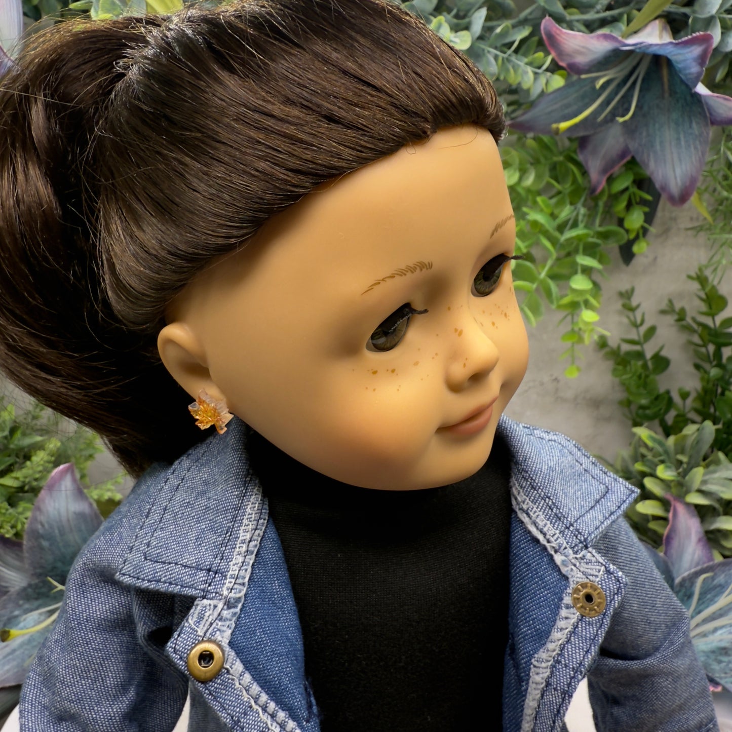 Autumn Maple Fall Leaf Post Doll Earrings •2mm Post fit 18 Inch Fashion Doll