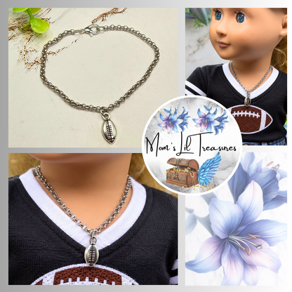 Silver Football Sports Charm Doll Necklace | for 18 Inch Fashion Dolls