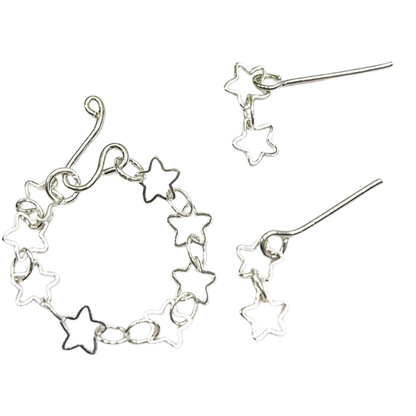 Open Work Silver Star Chain Doll Necklace & Earrings Set for 10-12 Inch 1:6 Fashion Doll
