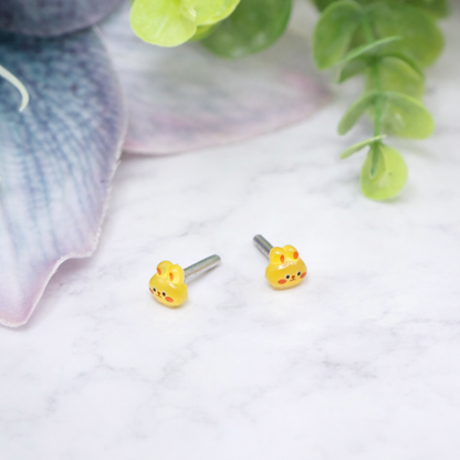 Yellow Bunny Easter Post Doll Earrings • 2mm Post for 18 Inch Fashion Doll