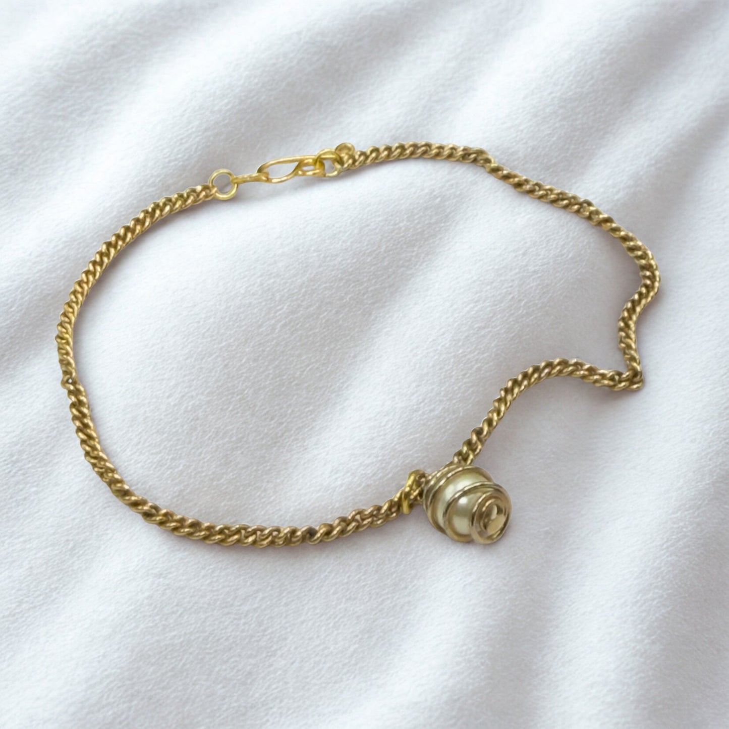 Swirl Wire Wrapped Cage Pearl Drop Charm Gold Doll Necklace • 18 Inch Fashion Doll Jewelry
