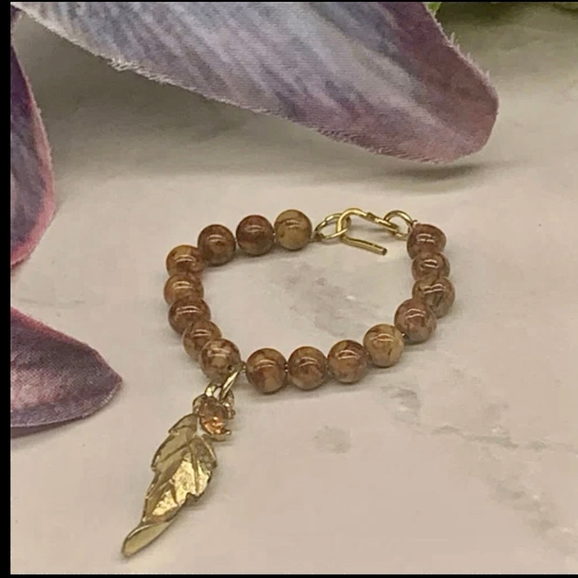 Brown Beaded Gold Feather Doll Necklace • 16” Fashion Doll Jewelry