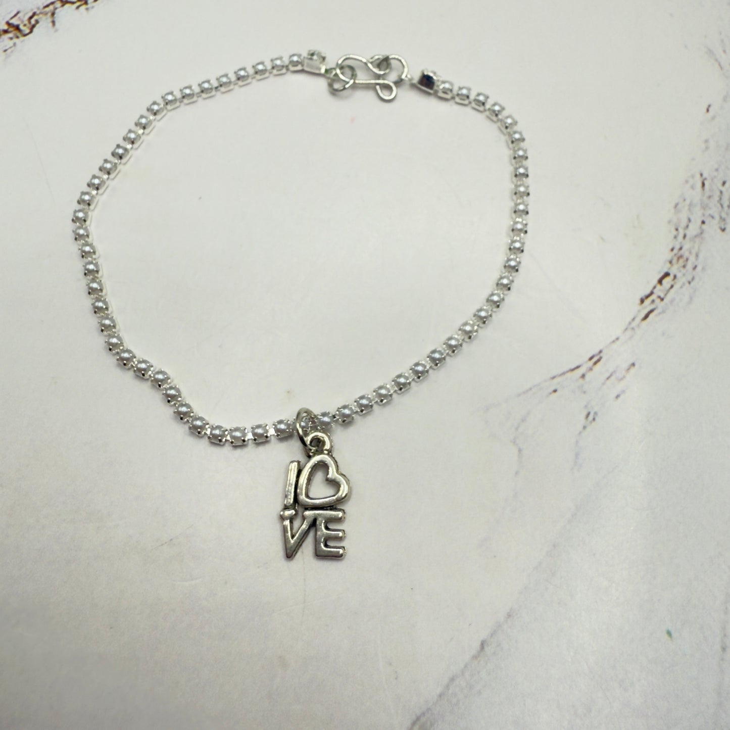 Silver Love Charm Pearl Cup Chain Doll Necklace • 18 Inch Fashion Doll Jewelry