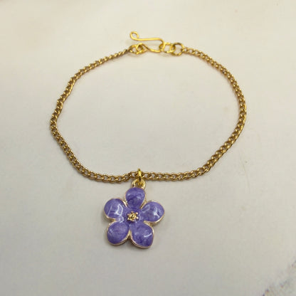 Purple Flower Charm Gold Chain Doll Necklace • 18 Inch Fashion Doll Jewelry