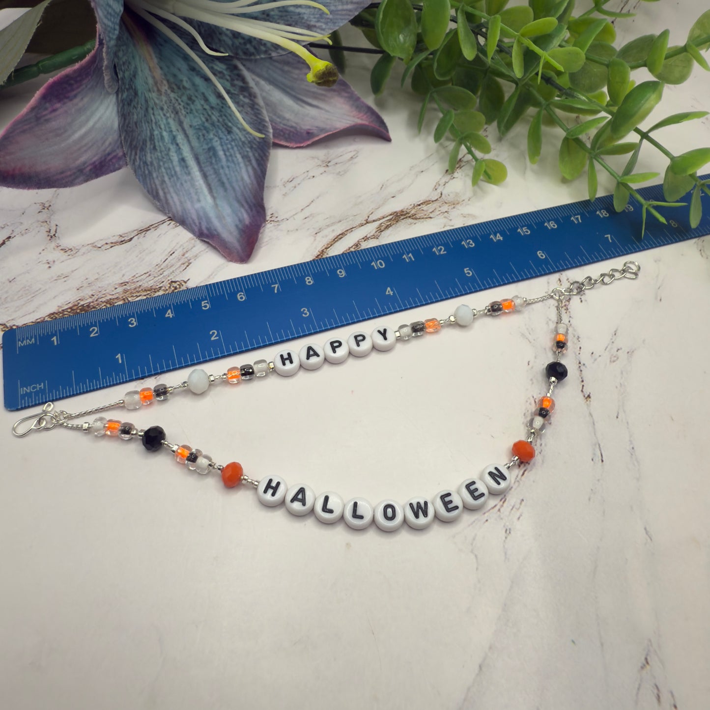 Happy Halloween Acrylic Beaded Silver Doll Necklace • 18 Inch Fashion Doll Jewelry