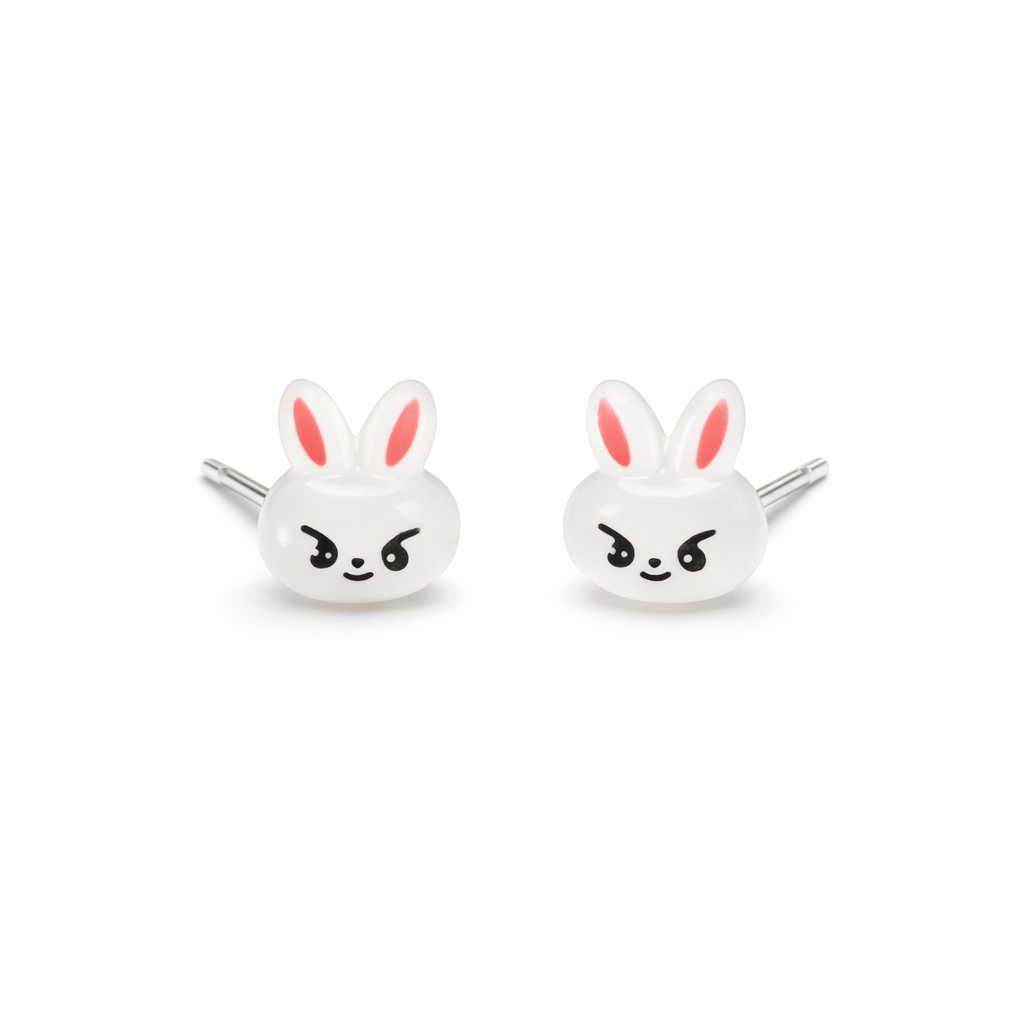 White Easter Bunny Post Doll Earrings • 18 Inch Fashion Doll Jewelry