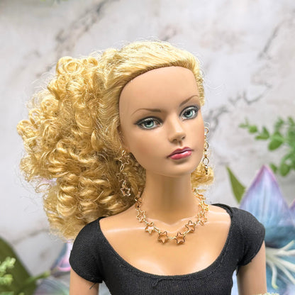 Open Work Gold Star Chain Doll Necklace & Earrings Set for 16 Inch Fashion Doll