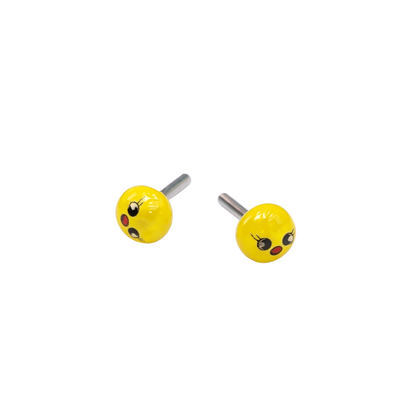 Yellow Chick Face Easter Post Doll Earrings • 2mm Post for 18 Inch Fashion Doll