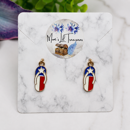 Americana Patriotic Flip Flop Sandal Dangle Doll Earrings for 18 Inch Fashion Doll