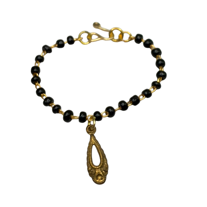 Black Glass Beaded Gold Teardrop Pendant Doll Necklace • 16 Inch Fashion Doll Jewelry