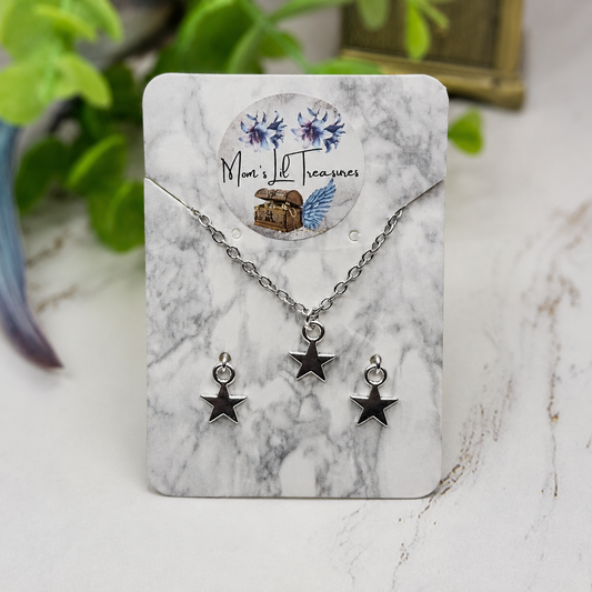 Silver Star Charm Doll Necklace & Earrings Set for 16 Inch Fashion Doll