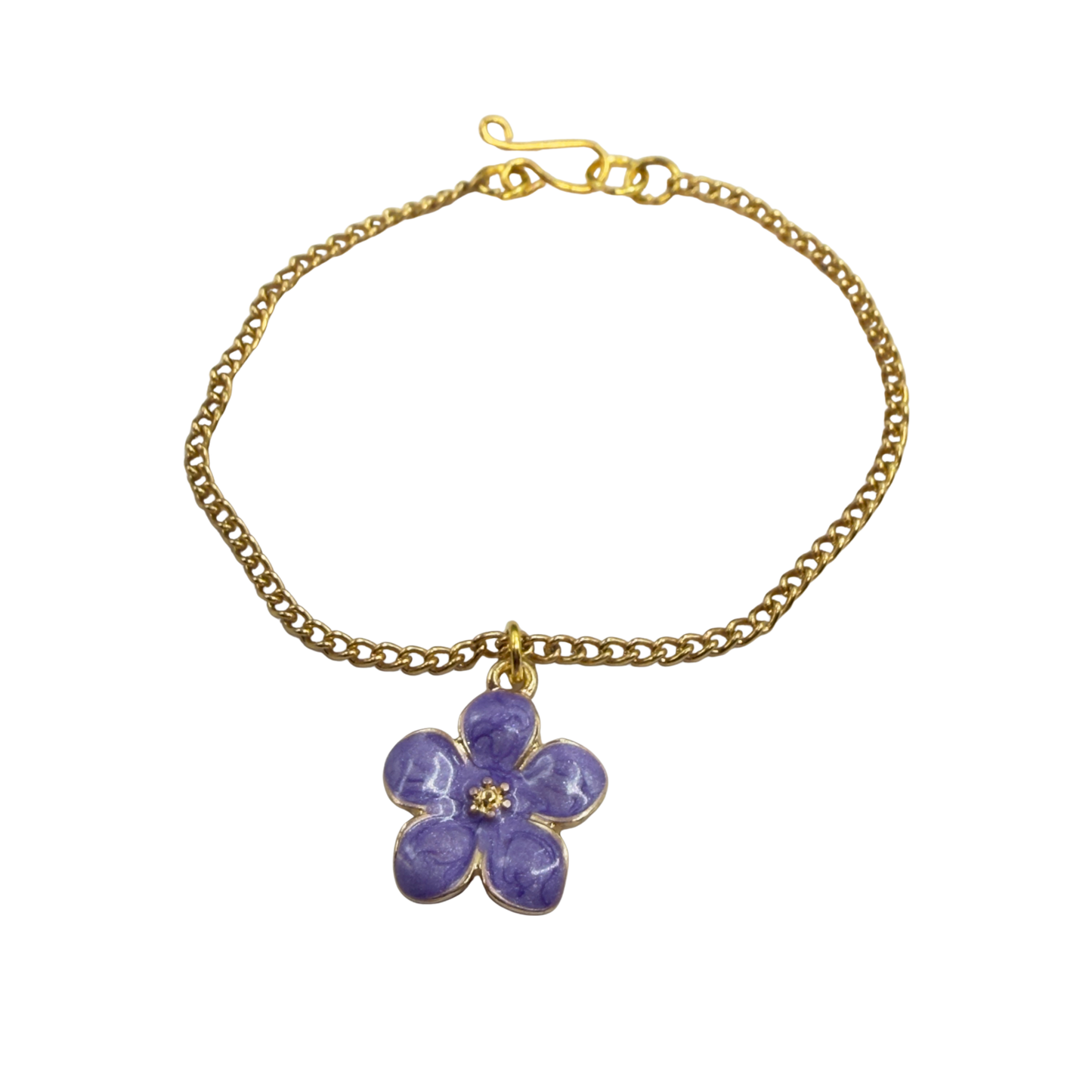 Purple Flower Charm Gold Chain Doll Necklace • 18 Inch Fashion Doll Jewelry