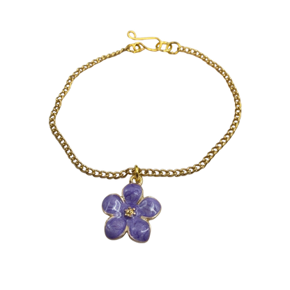 Purple Flower Charm Gold Chain Doll Necklace • 18 Inch Fashion Doll Jewelry