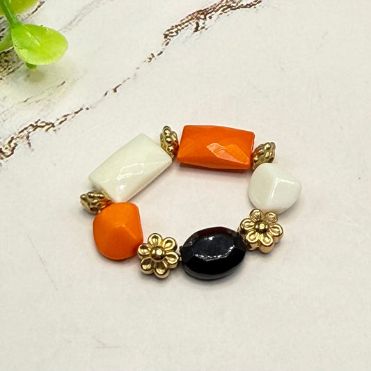 Orange Black Gold Beaded Stretch Bracelet | for 18 Inch Fashion Doll