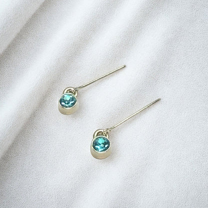 Round Turquoise Blue Rhinestone Silver Doll Earrings • 18 Inch Fashion Doll Jewelry