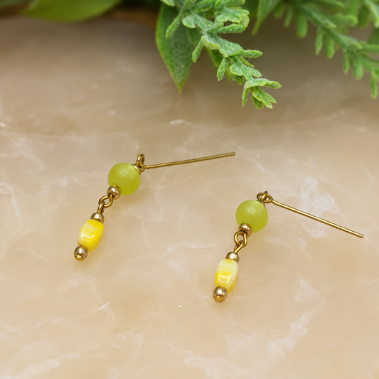 Yellow Glass Dangle Doll Earrings • 18 Inch Fashion Doll Jewelry