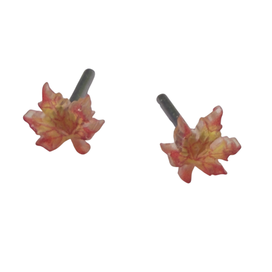 Autumn Maple Fall Leaf Post Doll Earrings • 2mm Post fit 18 Inch Fashion Doll