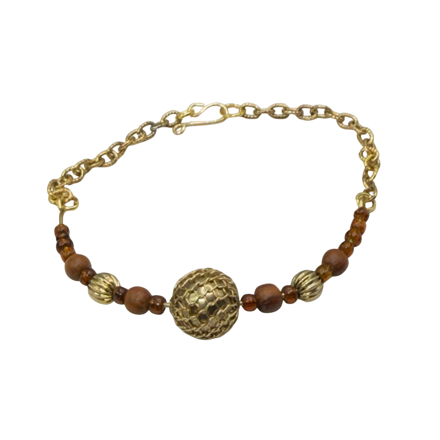 Brown Gold Beaded Flex Wire Collar Style Doll Necklace • 18 Inch Fashion Doll Jewelry