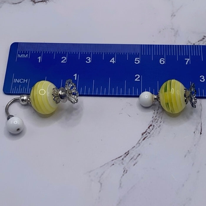 Yellow Swirl Perfume Bottle Set and Silver Vanity Tray • Dollhouse Miniature