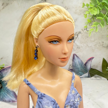 Blue Rhinestone Dangle Doll Earrings • 16 Inch Fashion Doll Jewelry
