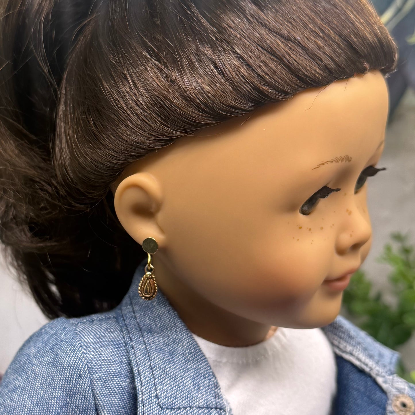 Gold Teardrop Doll Earrings DANGLE ONLY • 18 Inch Fashion Doll Jewelry