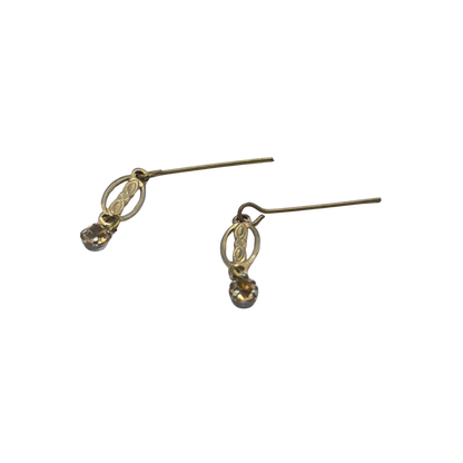Oval Filigree Brass Tone & Rhinestone Doll Earrings • 16 Inch Fashion Doll Jewelry