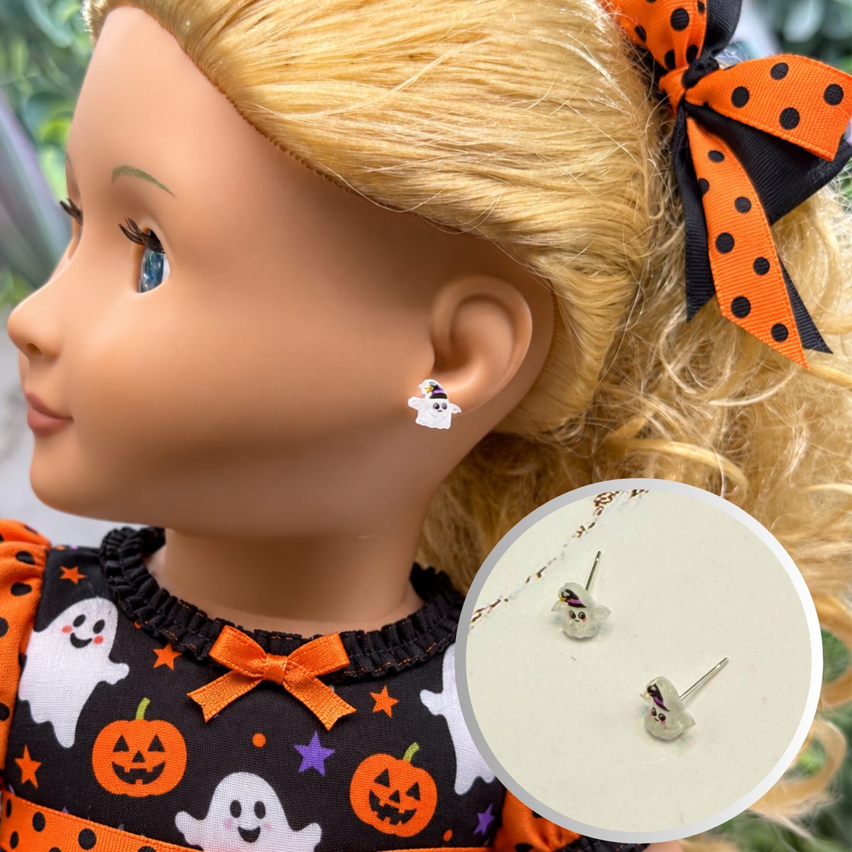 Ghost Halloween Post Doll Earrings | for 18 Inch Fashion Dolls